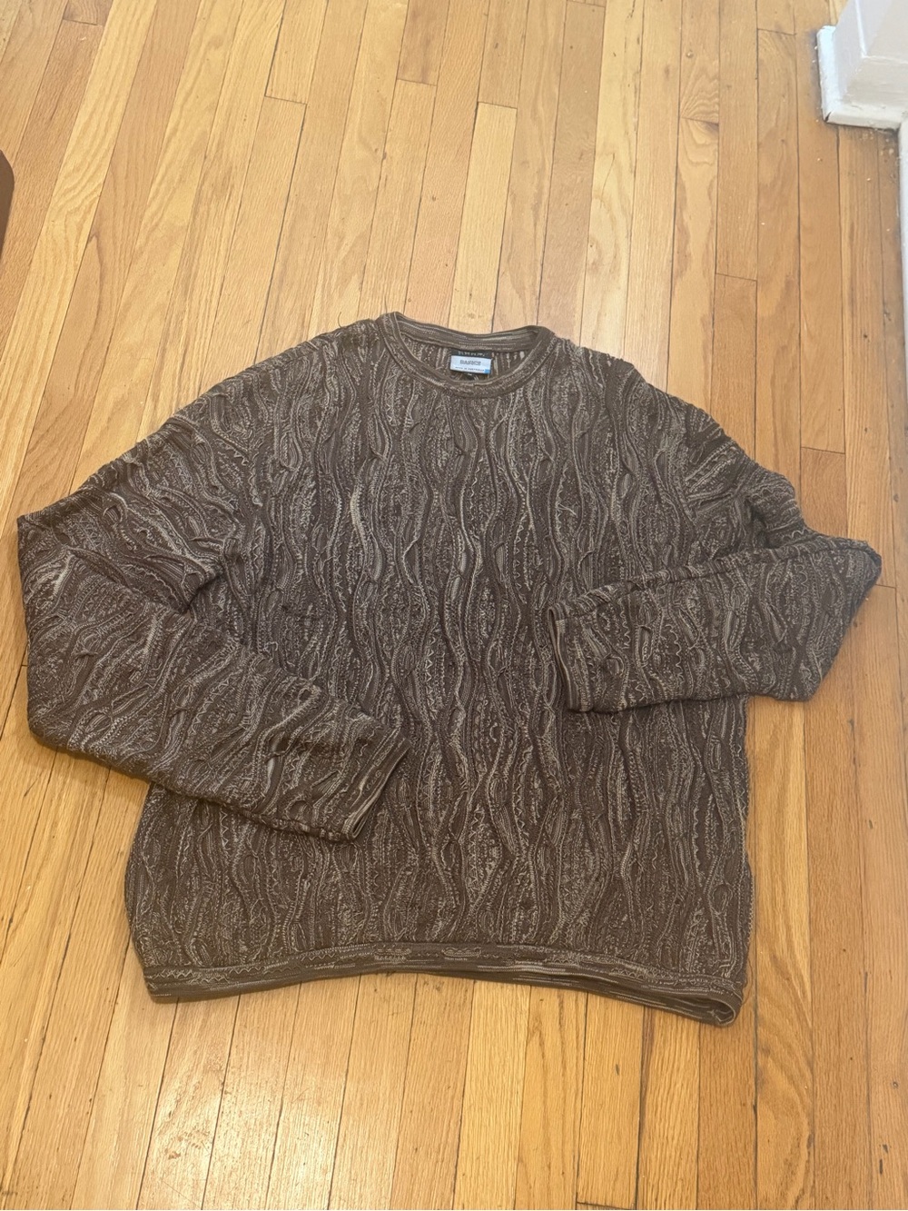 COOGI Brown Textured Cable Crewneck